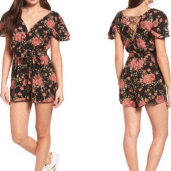 WAYF Romper Black Floral Lined Women's Size Small NEW - Picture 1 of 14